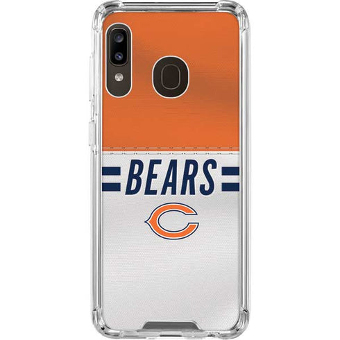 NFL Chicago Bears White Striped Galaxy A30 Clear Case