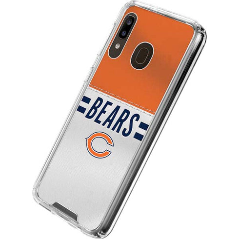 NFL Chicago Bears White Striped Galaxy A30 Clear Case