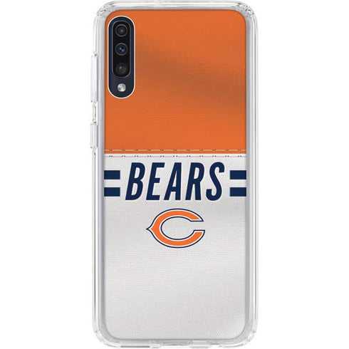 NFL Chicago Bears White Striped Galaxy A50 Clear Case