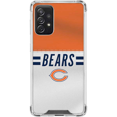 NFL Chicago Bears White Striped Galaxy A72 5G Clear Case