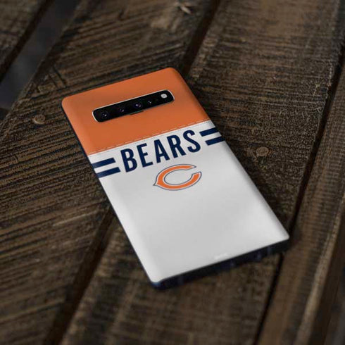 NFL Chicago Bears White Striped Galaxy S10 Plus Skin