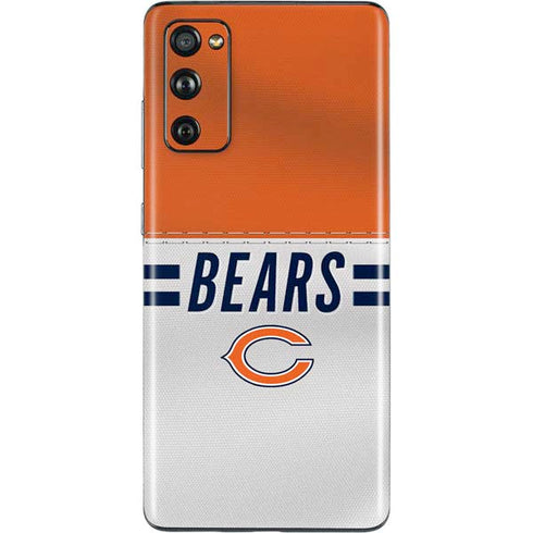 NFL Chicago Bears White Striped Galaxy S20 Fan Edition Skin