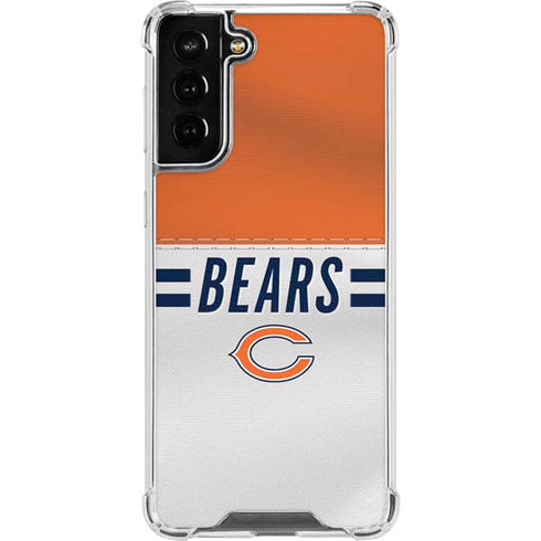 NFL Chicago Bears White Striped Galaxy S21 FE Clear Case