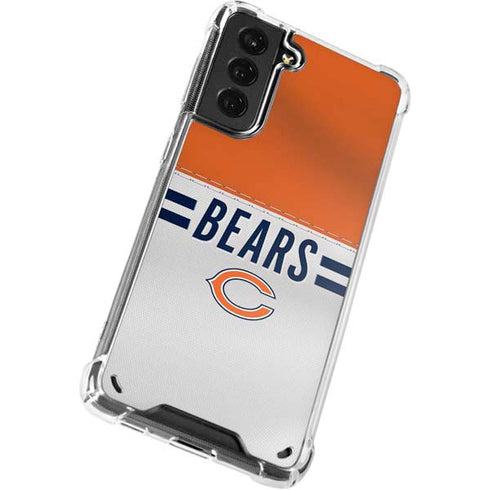 NFL Chicago Bears White Striped Galaxy S21 Plus 5G Clear Case