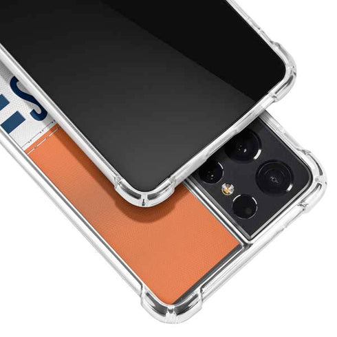 NFL Chicago Bears White Striped Galaxy S21 Ultra 5G Clear Case