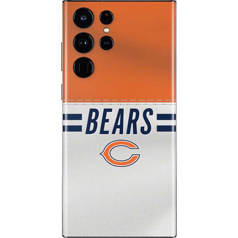 NFL Chicago Bears White Striped Galaxy S22 Ultra Skin
