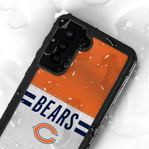 NFL Chicago Bears White Striped Galaxy S23 Plus Waterproof Case