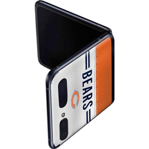 NFL Chicago Bears White Striped Galaxy Z Flip Skin