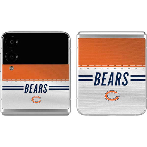 NFL Chicago Bears White Striped Galaxy Z Flip4 5G Skin