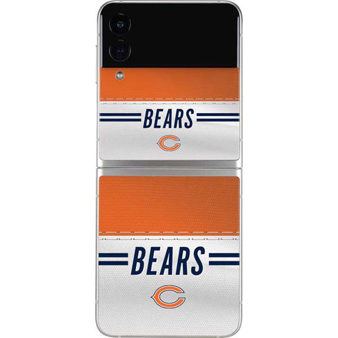 NFL Chicago Bears White Striped Galaxy Z Flip4 5G Skin