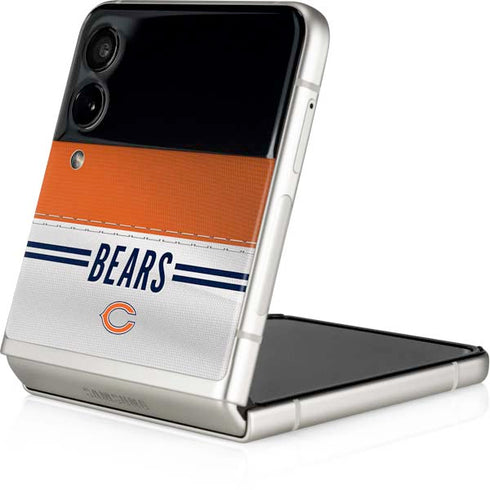 NFL Chicago Bears White Striped Galaxy Z Flip4 5G Skin