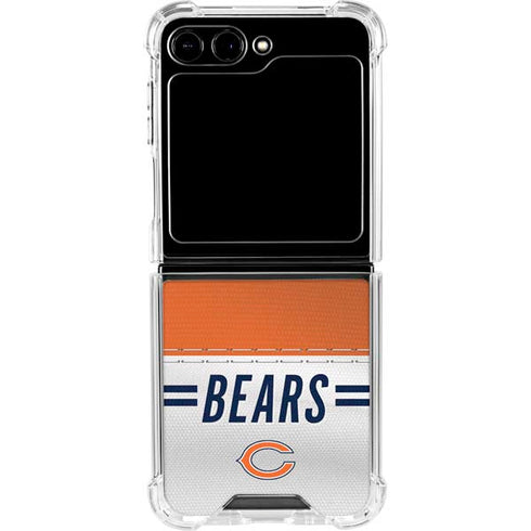 NFL Chicago Bears White Striped Galaxy Z Flip5 5G Clear Case