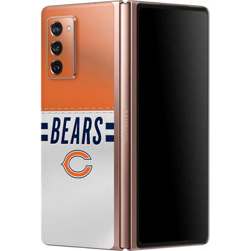 NFL Chicago Bears White Striped Galaxy Z Fold2 5G Skin