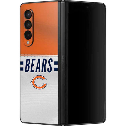 NFL Chicago Bears White Striped Galaxy Z Fold3 5G Skin