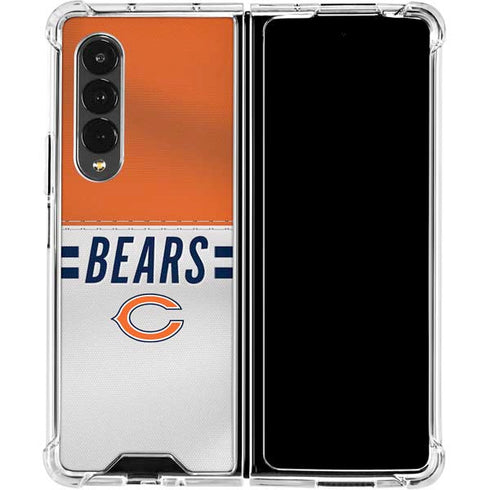 NFL Chicago Bears White Striped Galaxy Z Fold4 5G Clear Case