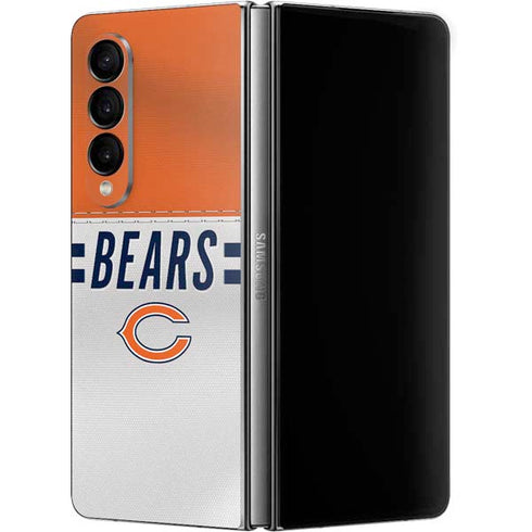 NFL Chicago Bears White Striped Galaxy Z Fold4 5G Skin