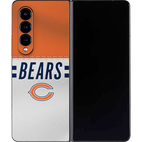 NFL Chicago Bears White Striped Galaxy Z Fold4 5G Skin