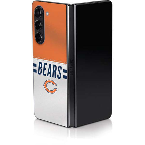 NFL Chicago Bears White Striped Galaxy Z Fold5 5G Skin