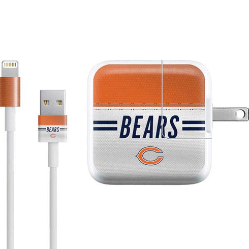 NFL Chicago Bears White Striped iPad Charger (10W USB) Skin