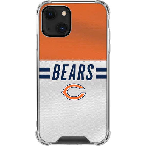 NFL Chicago Bears White Striped iPhone 13 Mini Clear Case
