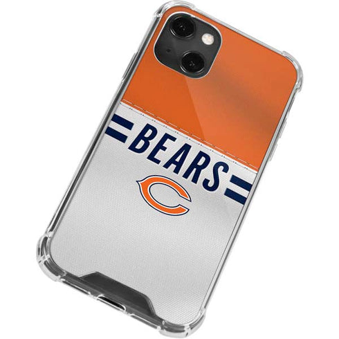 NFL Chicago Bears White Striped iPhone 13 Mini Clear Case