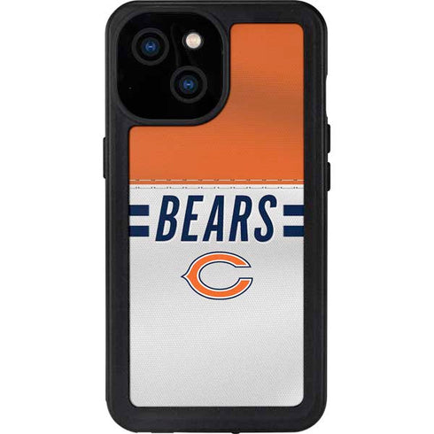 NFL Chicago Bears White Striped iPhone 13 Mini Waterproof Case