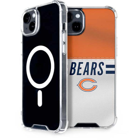 NFL Chicago Bears White Striped iPhone 15 Plus MagSafe Case