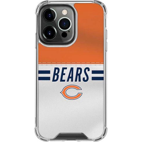 NFL Chicago Bears White Striped iPhone 14 Pro Clear Case