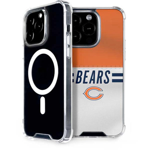 NFL Chicago Bears White Striped iPhone 14 Pro MagSafe Case