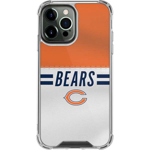 NFL Chicago Bears White Striped iPhone 15 Pro Max Clear Case