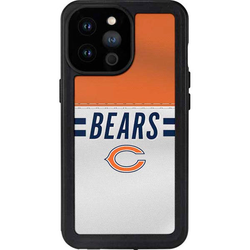NFL Chicago Bears White Striped iPhone 14 Pro Max Waterproof Case