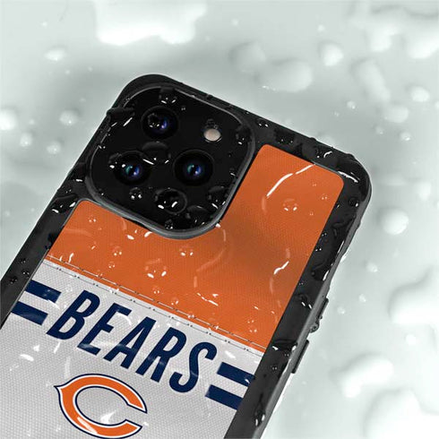 NFL Chicago Bears White Striped iPhone 14 Pro Max Waterproof Case