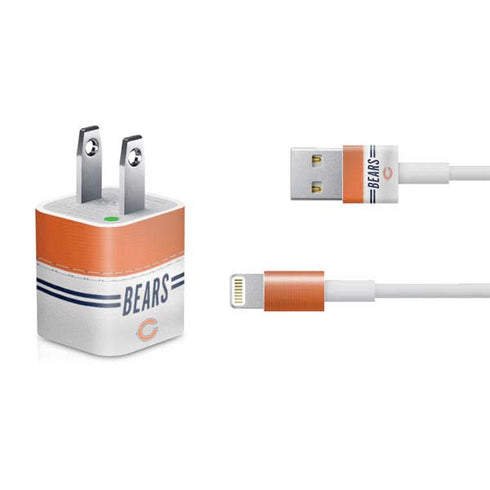 NFL Chicago Bears White Striped iPhone Charger (5W USB) Skin