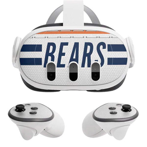 NFL Chicago Bears White Striped Meta Quest 3 Skin