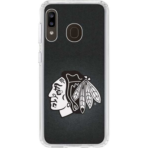 NHL Chicago Blackhawks Black Background Galaxy A20 Clear Case