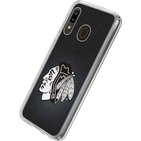 NHL Chicago Blackhawks Black Background Galaxy A20 Clear Case