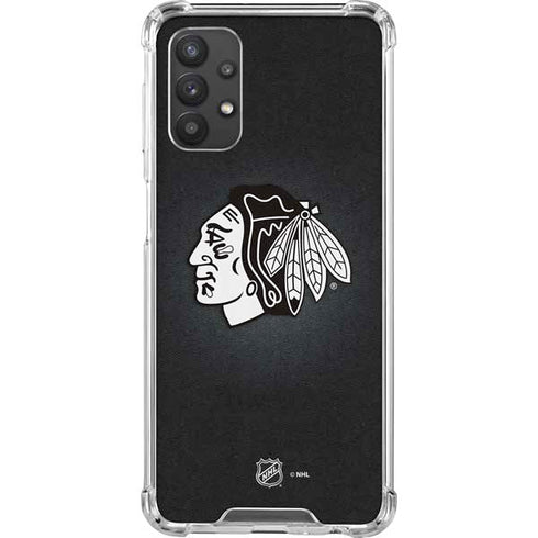 NHL Chicago Blackhawks Black Background Galaxy A32 5G Clear Case