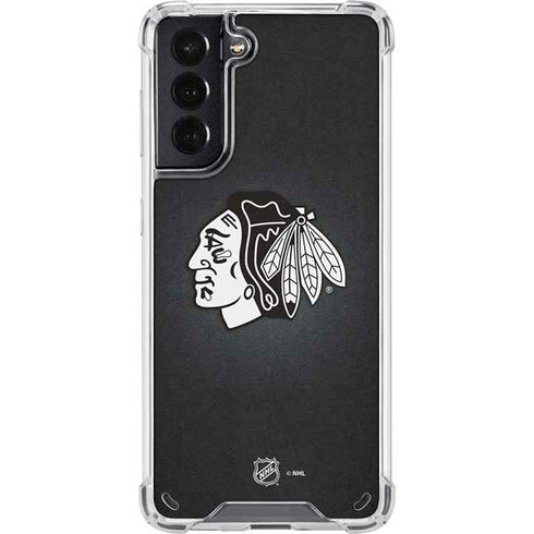 NHL Chicago Blackhawks Black Background Galaxy S21 5G Clear Case
