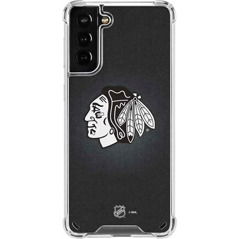 NHL Chicago Blackhawks Black Background Galaxy S21 Plus 5G Clear Case