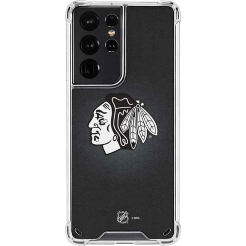 NHL Chicago Blackhawks Black Background Galaxy S21 Ultra 5G Clear Case