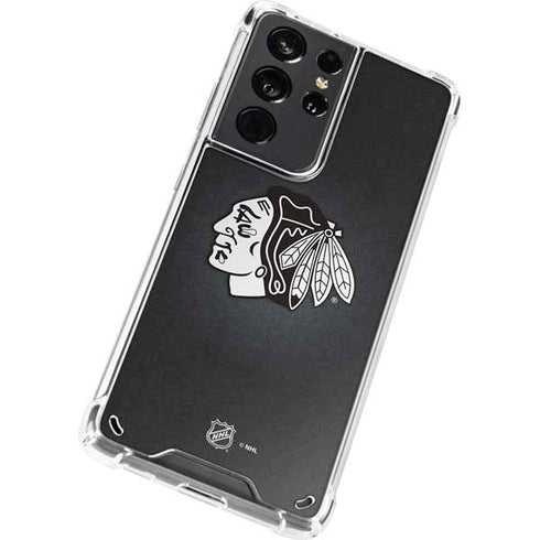 NHL Chicago Blackhawks Black Background Galaxy S21 Ultra 5G Clear Case