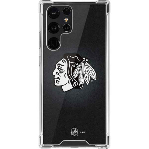 NHL Chicago Blackhawks Black Background Galaxy S22 Ultra Clear Case