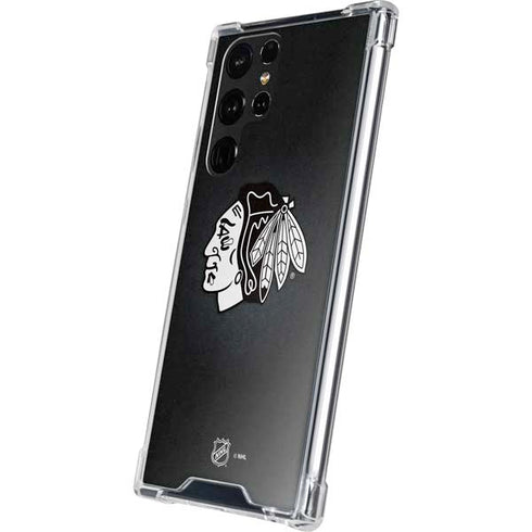NHL Chicago Blackhawks Black Background Galaxy S22 Ultra Clear Case