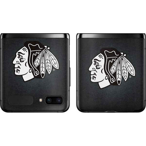 NHL Chicago Blackhawks Black Background Galaxy Z Flip Skin