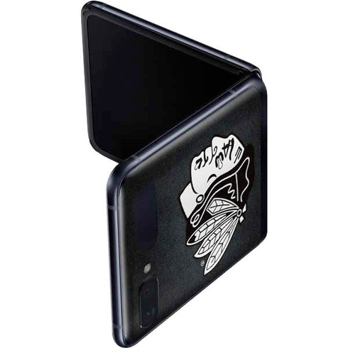 NHL Chicago Blackhawks Black Background Galaxy Z Flip Skin