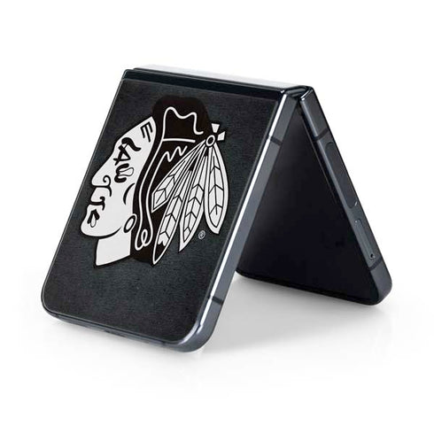 NHL Chicago Blackhawks Black Background Galaxy Z Flip5 5G Skin