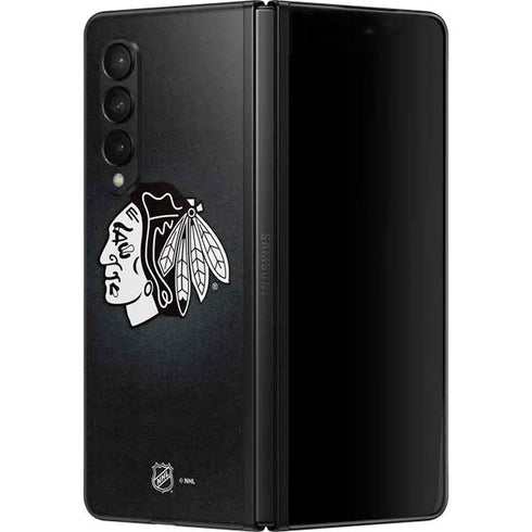 NHL Chicago Blackhawks Black Background Galaxy Z Fold3 5G Skin