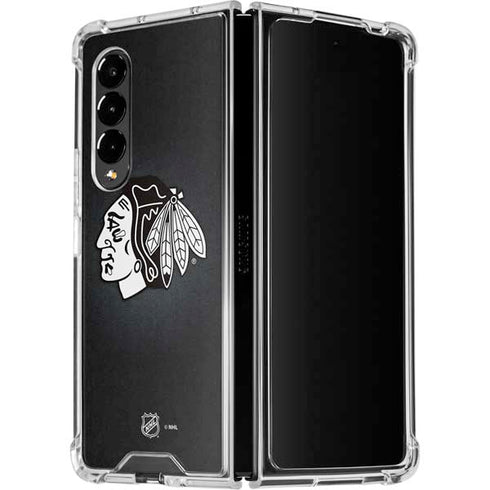 NHL Chicago Blackhawks Black Background Galaxy Z Fold4 5G Clear Case