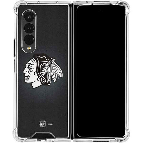 NHL Chicago Blackhawks Black Background Galaxy Z Fold4 5G Clear Case