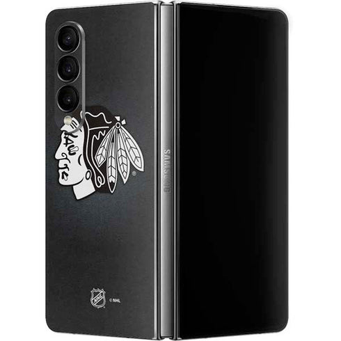 NHL Chicago Blackhawks Black Background Galaxy Z Fold4 5G Skin